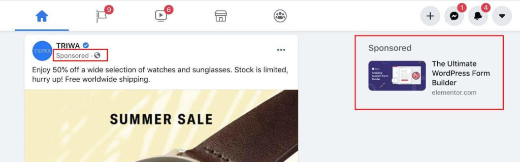 sponsored social media ad